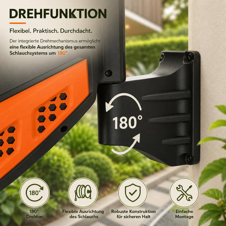 Schlauchtrommel & Wand-Schlauchbox 35M+2M – Hochwertiger 1/2-Zoll Automatik-Gartenschlauch mit 180°