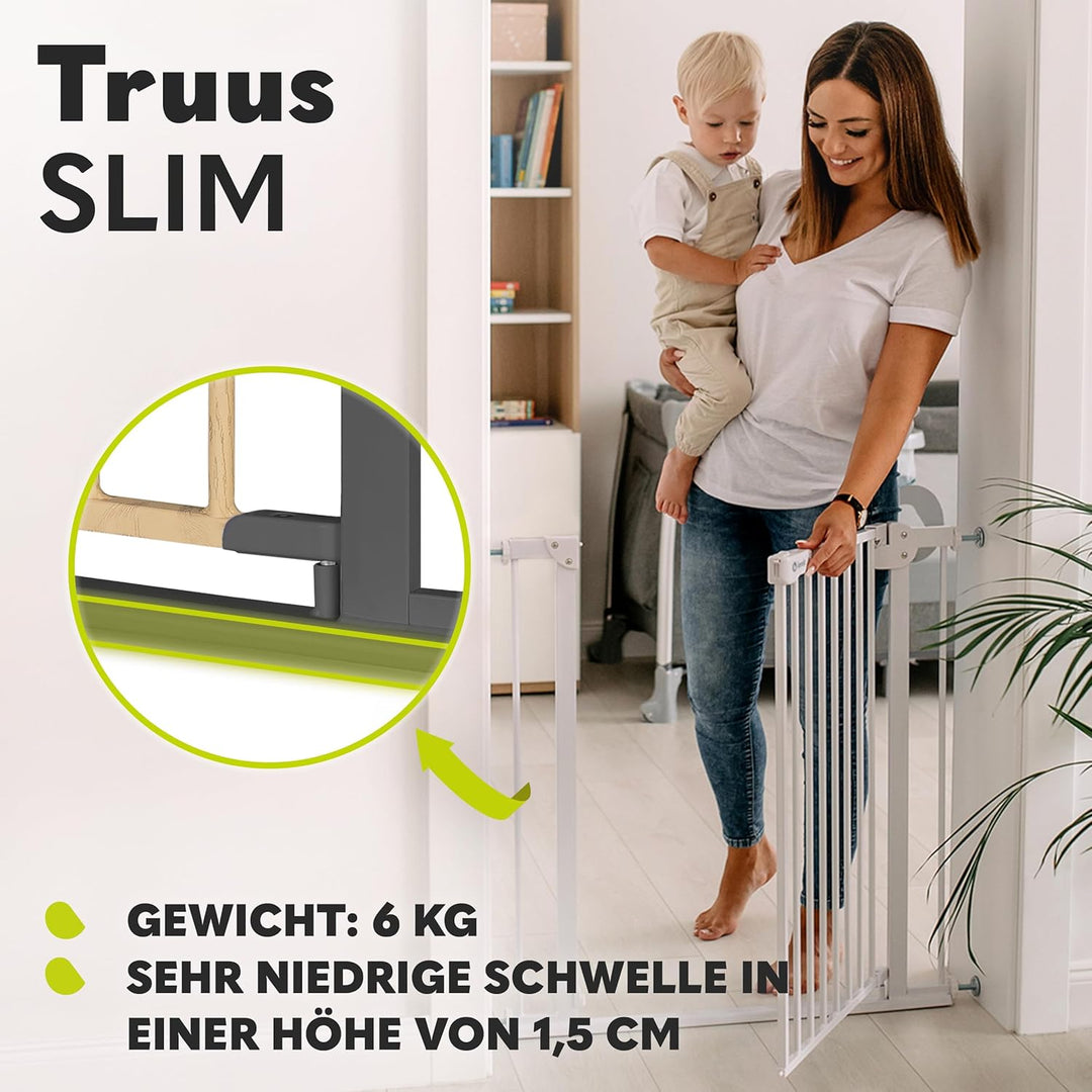 Lionelo Truus Slim Sicherheitstor, Verstellbare Breite von 75 bis 105 cm mit Press-Fit, Höhe 77 cm,