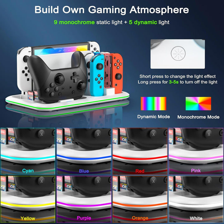 LED Controller Ladestation für Switch für Switch OLED, FASTSNAIL Ladestation Kompatibel mit Nintendo
