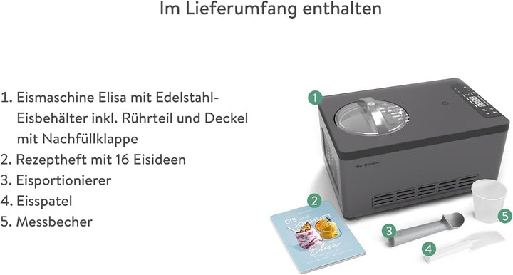 SPRINGLANE Eismaschine & Joghurtbereiter Elisa 2,0 L mit selbstkühlendem Kompressor 220 W, aus Edels