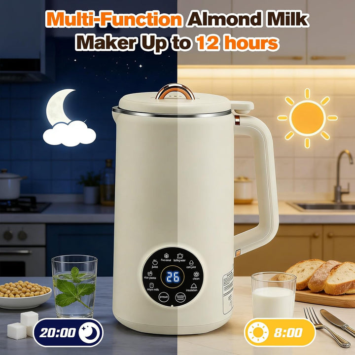 Nussmilchmaschine, 1000ML 8-in-1 Sojamilch Maschine, Automatische Warmhaltefunktion & Selbstreinigun