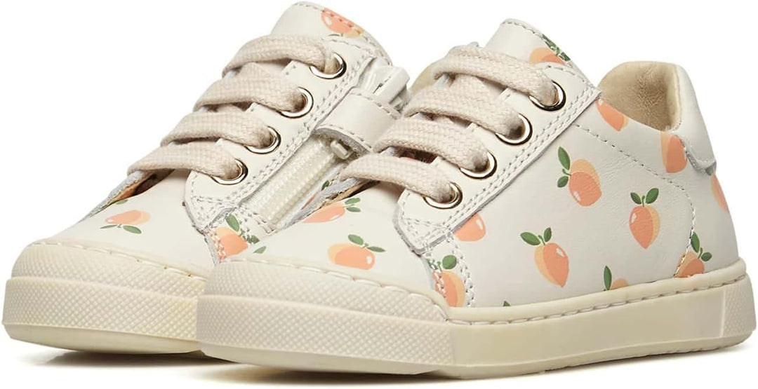 Naturino Eindhoven Zip-Sneakers aus Leder mit Apricot-Print 32 EU Creme Weiss, 32 EU Creme Weiss