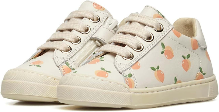 Naturino Eindhoven Zip-Sneakers aus Leder mit Apricot-Print 32 EU Creme Weiss, 32 EU Creme Weiss