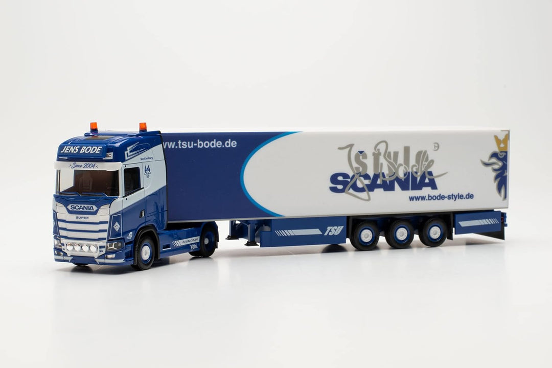 herpa 314466 Scania CS 20 HD Kühlkoffer-Sattelzug „TSU Bode“ Modell LKW Miniaturmodelle Kleinmodell