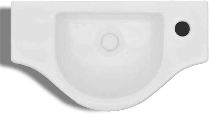 WIFESE Keramik Waschbecken mit Hahnloch Weiss 45x25x12 CM Aufsatzwaschbecken Eckig Badezimmer Möbel