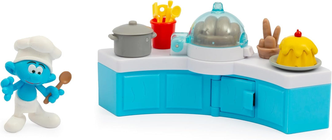 Giochi Preziosi Die Schlümpfe, Schlumpfkoch-Mini-Spielset mit Küche und Zubehör, enthält Exklusive 5
