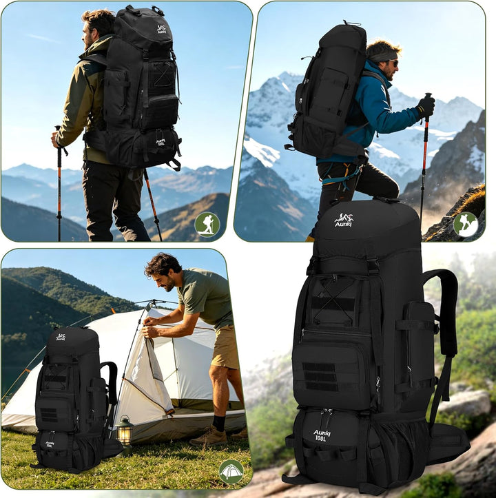Wanderrucksack 100L, Herren Damen Wasserdichter Trekkingrucksack Reiserucksack Outdoor Wandern Rucks