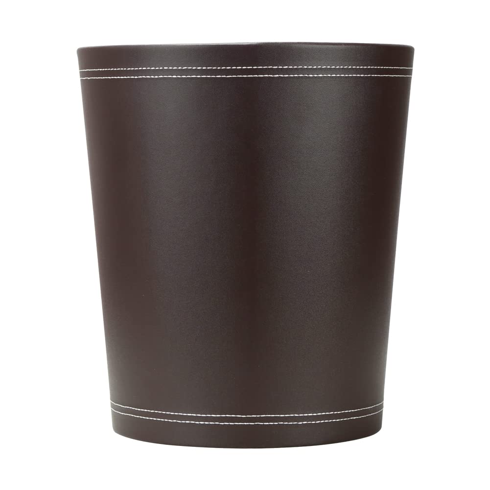 KINGFOM™ Klassisch Leder Papierkorb für Büro/Badezimmer/küche/Schlafzimmer (Braun), Braun