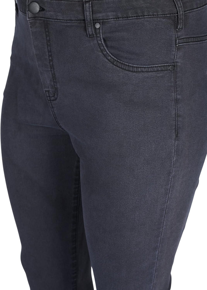 Zizzi Grosse Grössen Damen Super Slim Amy Jeans mit hoher Taille Gr 42-56 44W / 32L Grey Denim, 44W