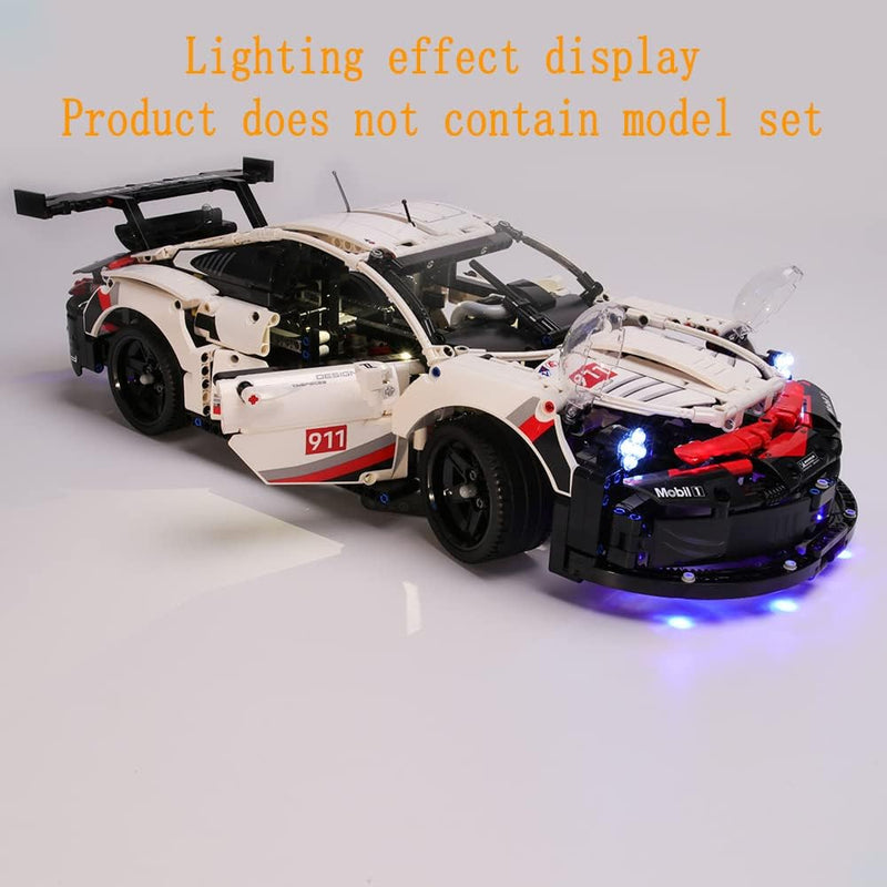 GEAMENT LED Beleuchtungsset für Technic Porsche 911 RSR Rennwagen Building Blocks Modell Kompatibel