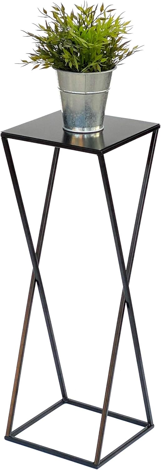 DanDiBo Blumenhocker Metall Schwarz Eckig 68 cm Blumenständer Beistelltisch 437 Blumensäule Modern P