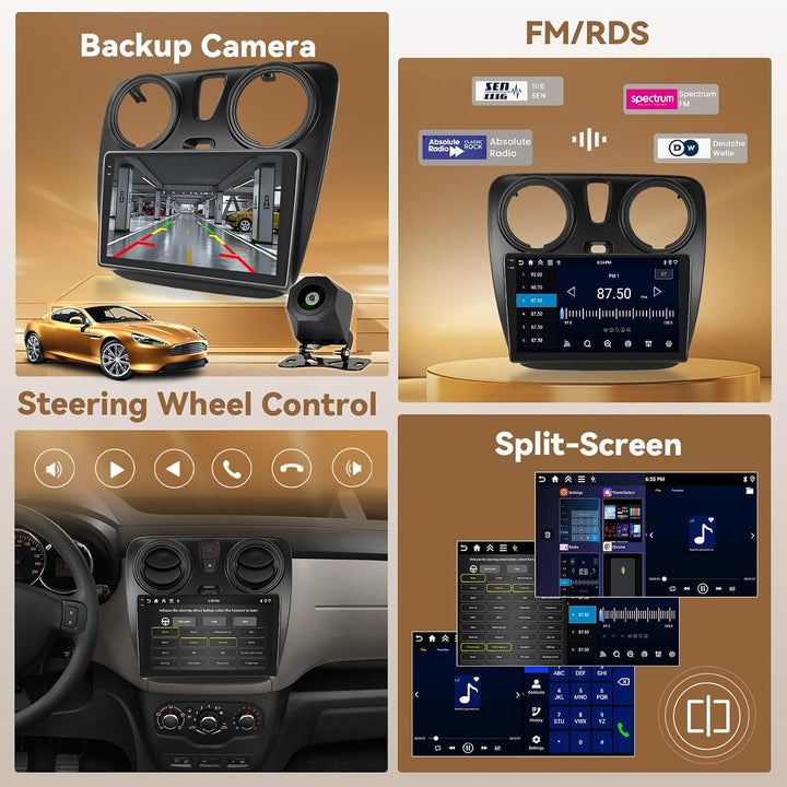 Hikity Android 15 4+64G Autoradio für Renault Lodgy 2021/Dokker 2012–2020 mit 9 Zoll Incell Touchscr