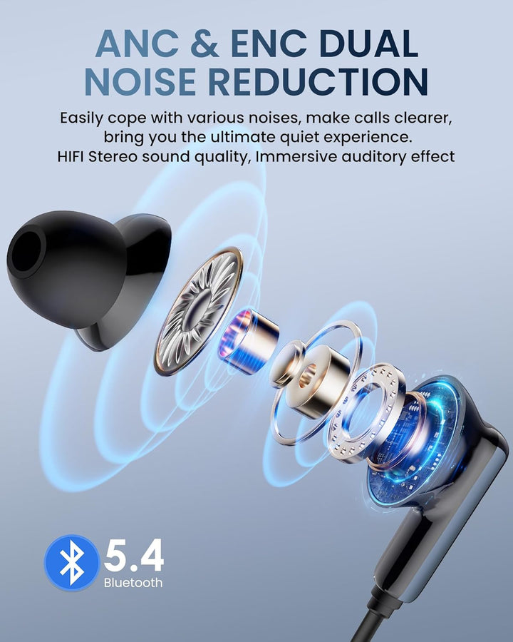 SOPPY Nackenbügel Kopfhörer Bluetooth 5.4 Kabellose In-Ear-Kopfhörer Ohrhörer mit ANC &amp; ENC Geräusch