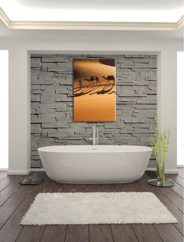 Pixxprint Kamelkarawane in der Wüste als Leinwandbild/Grösse: 100x70 / Wandbild/Kunstdruck/fertig be