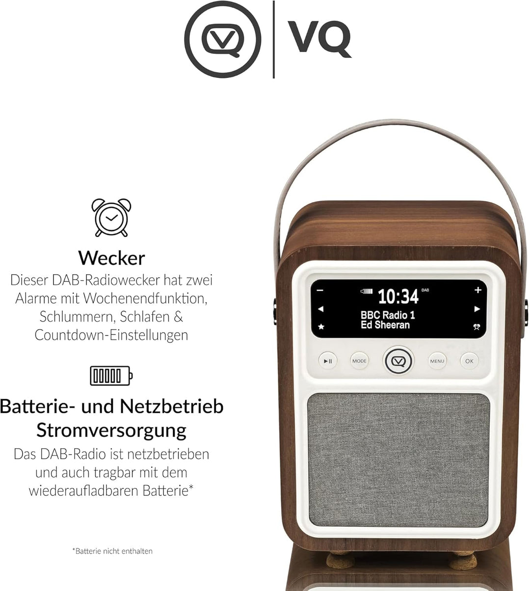 VQ VQ-MONTY-WT Monty Radio w/Bluetooth Wahlnuss