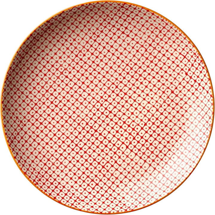 Bloomingville Teller Carla, rot blau grün, Keramik, 3er Set 25 cm Rot Blau Grün, 25 cm Rot Blau Grün