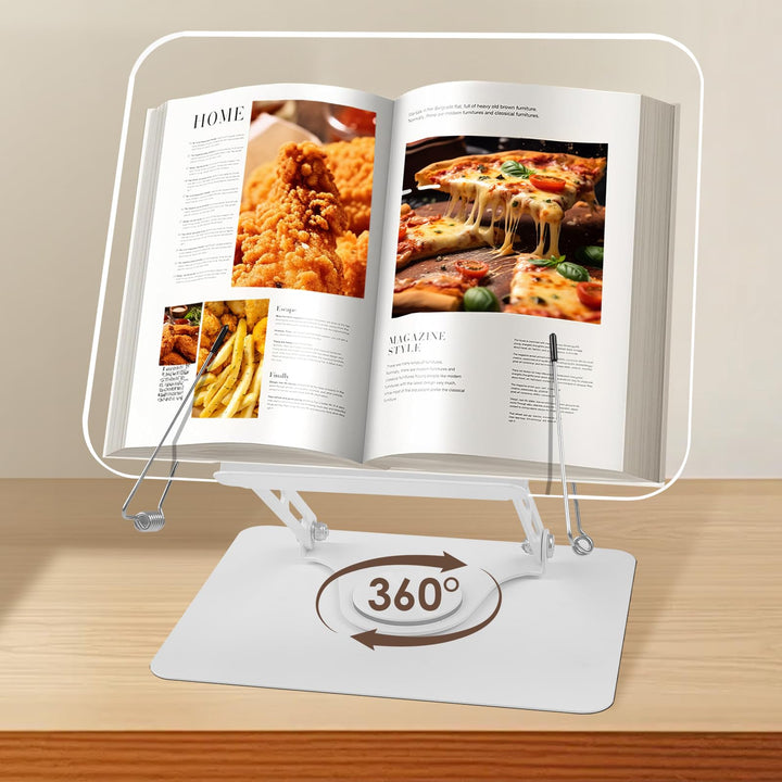 Foyucool Acryl Buchständer zum Lesen, Faltbarer Kochbuchständer, Höhenverstellbarer, 360° drehbarer