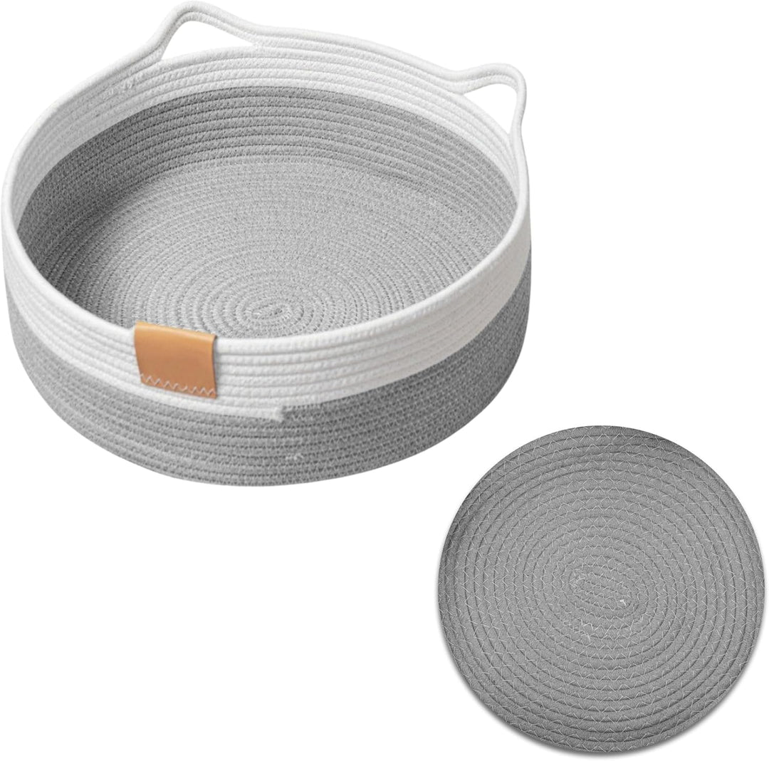 Gewebtes Katzenbett, 40 cm Durchmesser Faltbarer Korb-Nistplatz, Atmungsaktives Haustier-Liegebett,