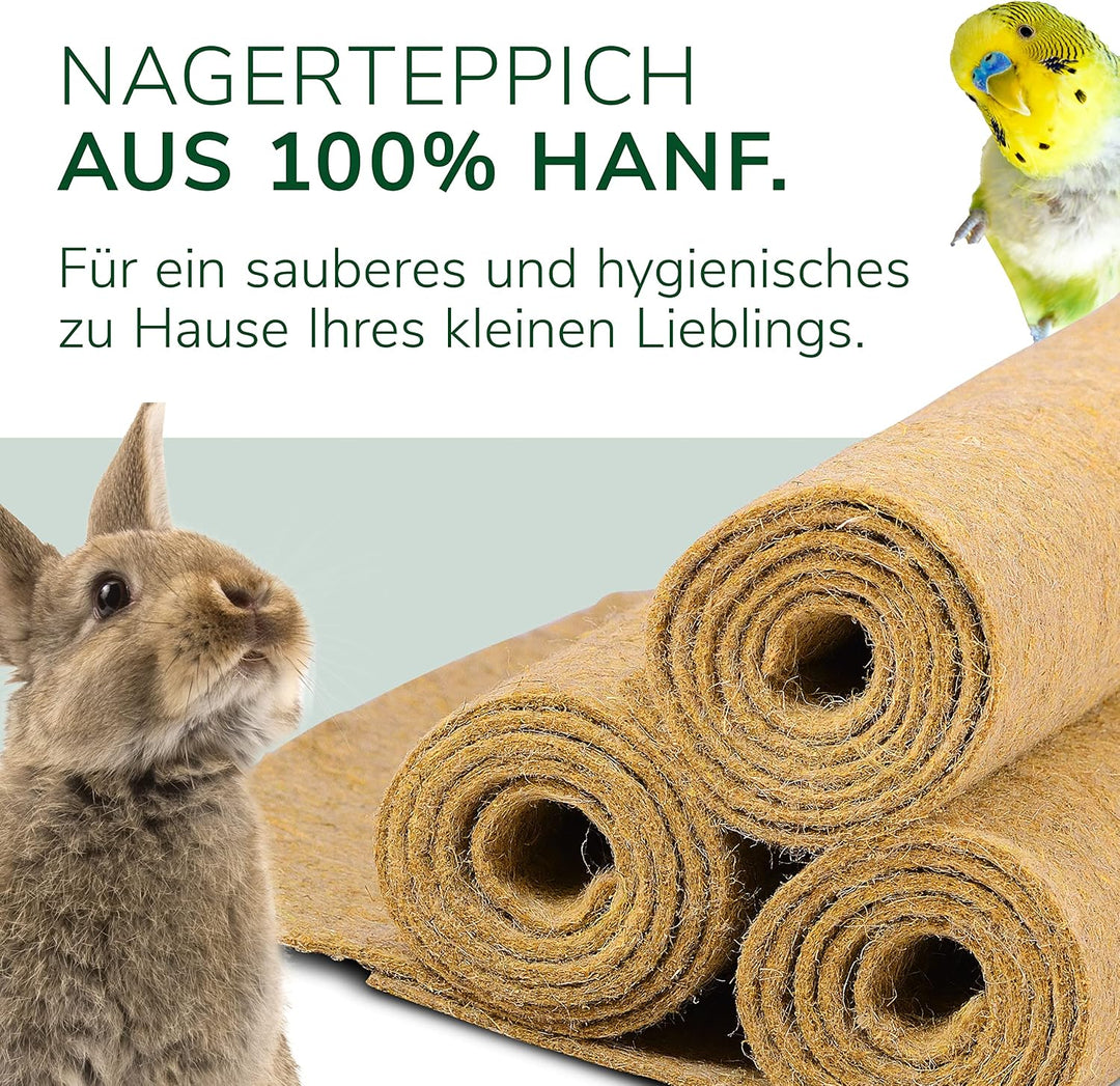 Natursache 5 Nagermatten aus Hanf, 100 x 40 x 1cm I Hanfmatten für Hasenstall, Kaninchenhaus, Hamste