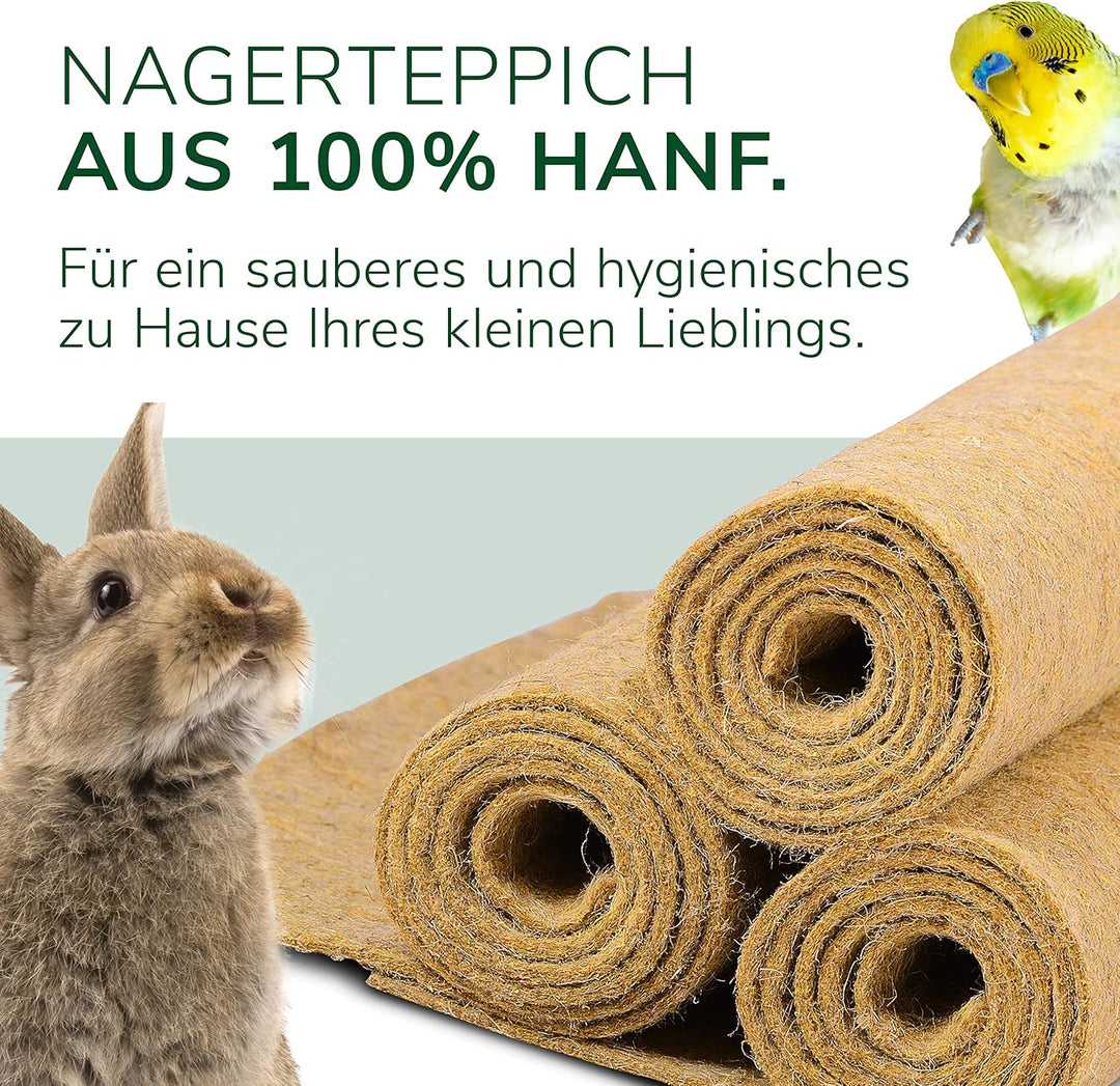Natursache Hanfmatten für Nager - 100x50x0,5cm Nagerteppich aus 100% Hanf - Hanfmatte für Kaninchen,