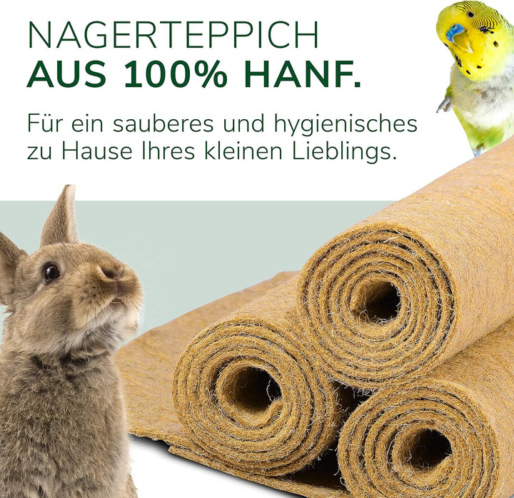 Natursache 3 Nagermatten aus Hanf, 100 x 50 x 1cm I Hanfmatten für Hasenstall, Kaninchenhaus, Hamste