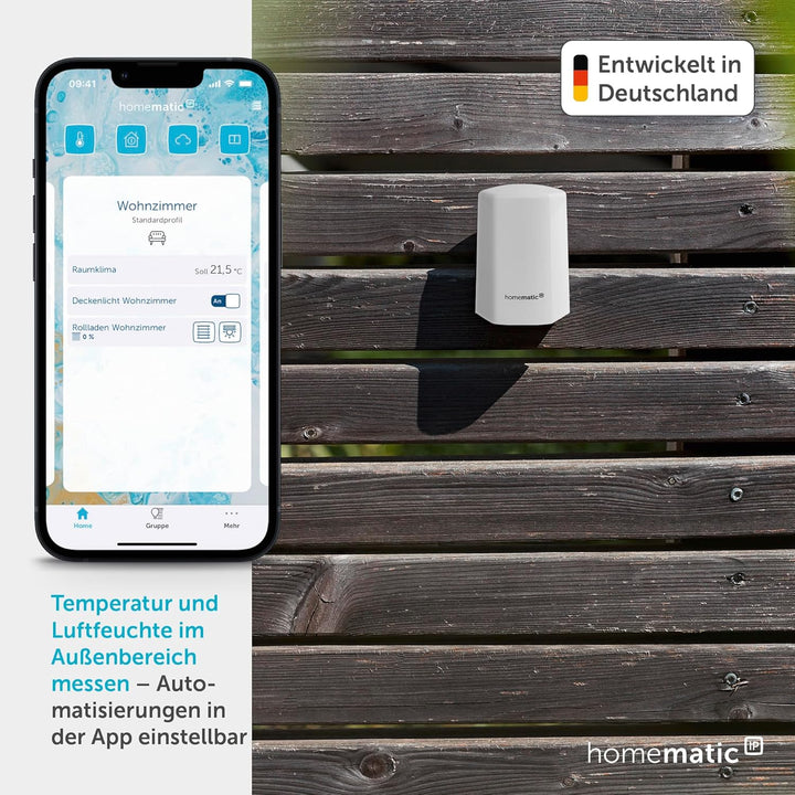 Homematic IP Smart Home Temperatur- und Luftfeuchtigkeitssensor – aussen, weiss, Zubehör für Ihr mit