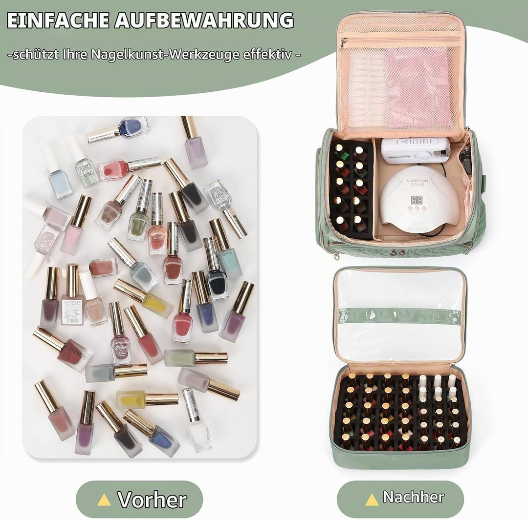 Nagelkoffer mit Extra Grosser Kapazität – Nagellack Koffer für 86 bis 100+ Flaschen &amp; Nagellampe, Do