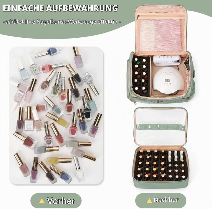 Nagelkoffer mit Extra Grosser Kapazität – Nagellack Koffer für 86 bis 100+ Flaschen &amp; Nagellampe, Do
