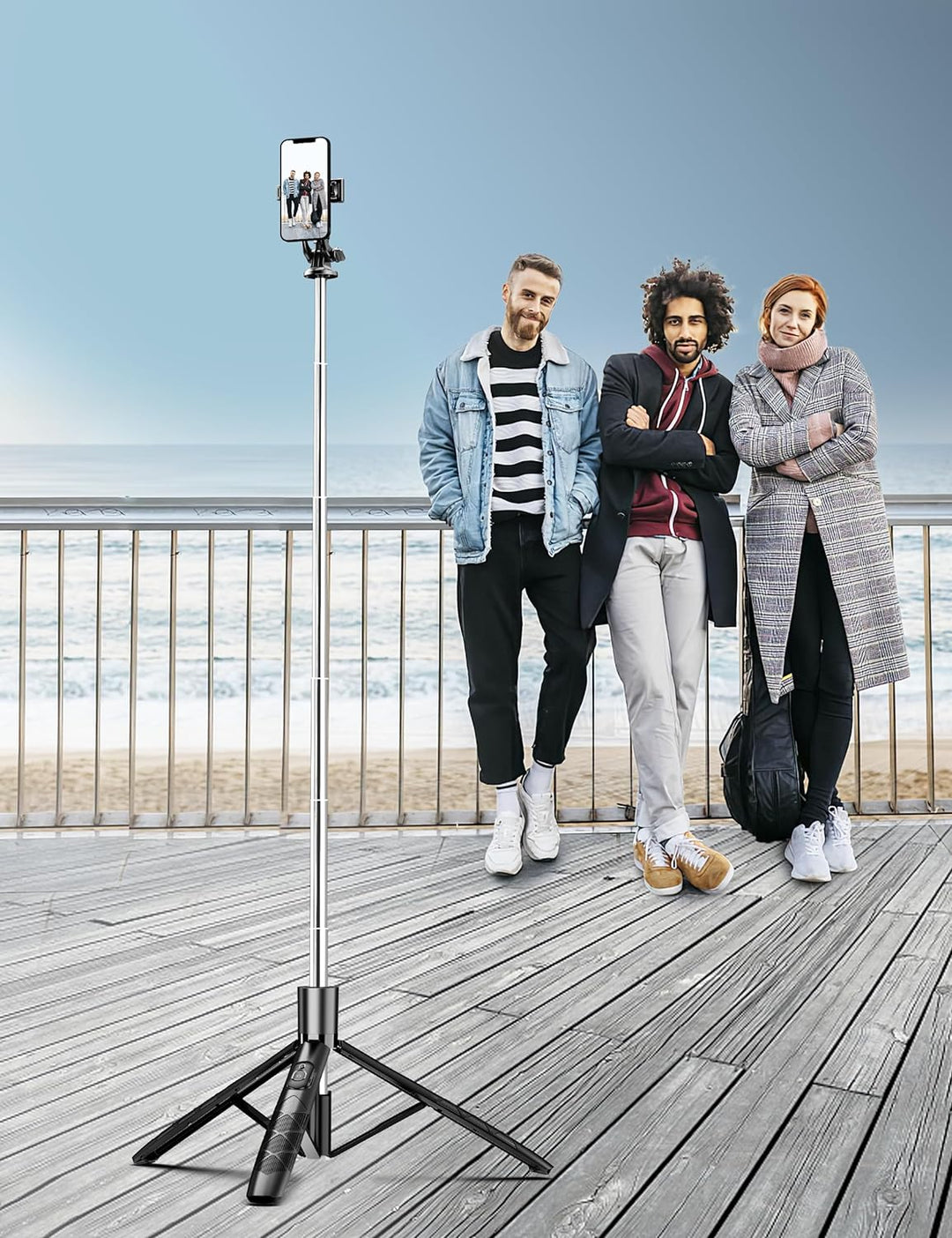 180cm Handy Stativ Ständer & Selfie Stick, Handyhalter mit Abnehmbarer Fernbedienung, Smartphone Sta