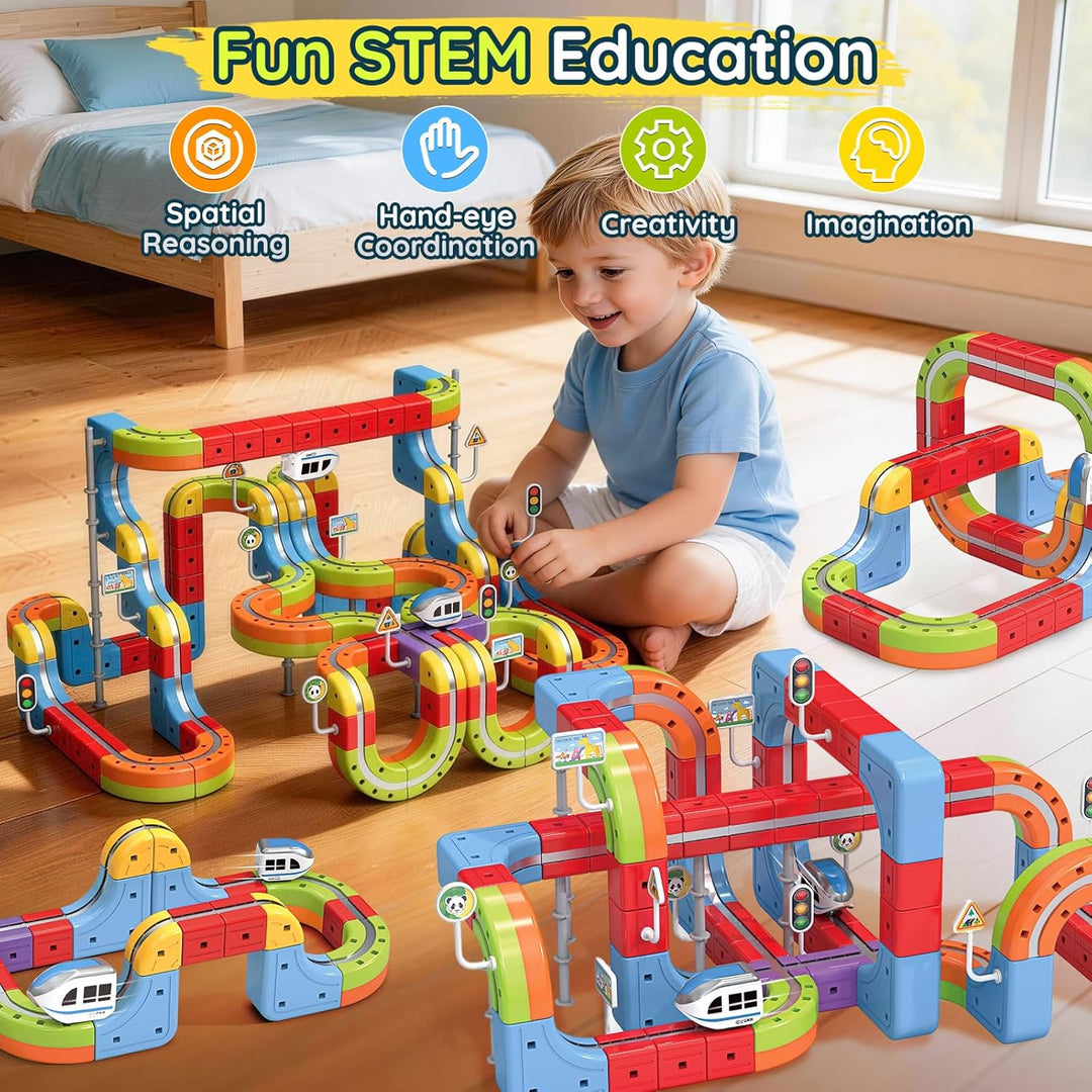 Elektrisches Eisenbahn Set, DIY Electric Train Set mit Schwerkraft Defying 3D-Layouts & Magisches Sc