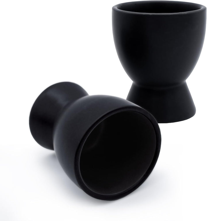 Spetebo Feinkeramik Eierbecher schwarz matt - 8er Set - Eierhalter in klassischer Form - Frühstückse