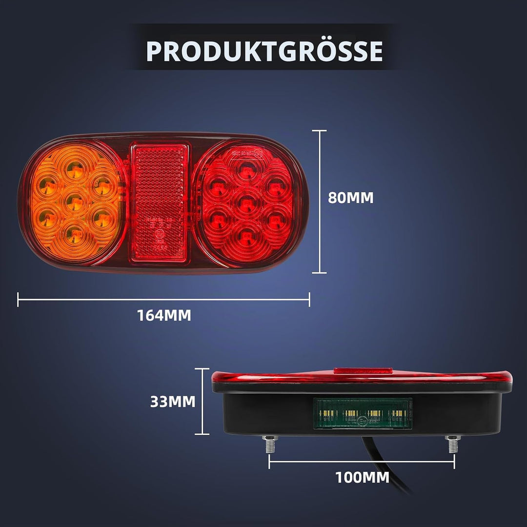 2 Stück LED Anhänger Rücklicht, 12V 24V Rückleuchten, IP67 Wasserdicht mit Brems, Rücklicht, Indikat
