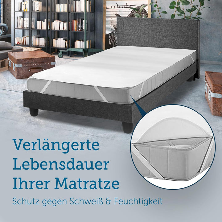 SETEX Wasserdichter Molton Matratzenschutz, 3-lagig, 80 x 200 cm, 100% Baumwolle, Generation, Weiss,