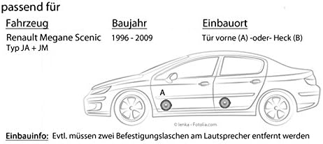 Lautsprecher Einbauset passend mit Kenwood KFC-S1356-13cm Koax Auto Einbauzubehör für Renault Megane
