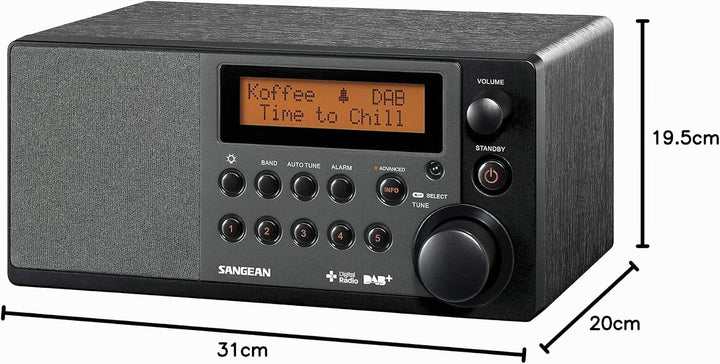 Sangean DDR-31 Tischradio - Digital radio mit DAB+ und FM - Aux-in - schwarz schwarz ohne Bluetooth,