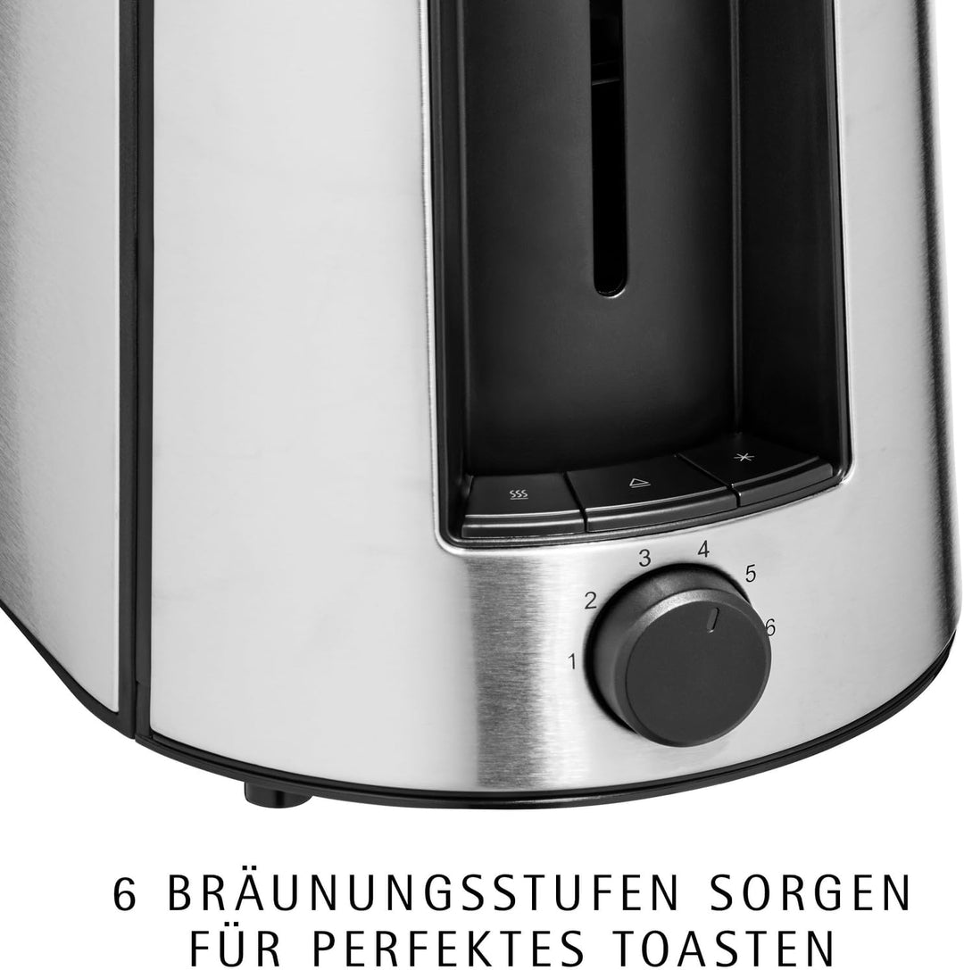 WMF Bueno Pro Toaster Edelstahl, Doppelschlitz Toaster mit Brötchenaufsatz, 2 Scheiben, 6 Bräunungss