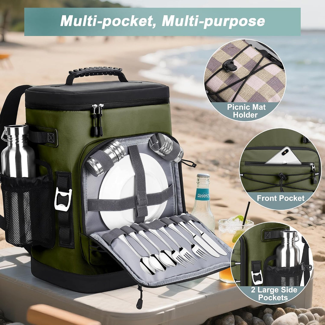 Kühlrucksack, 30L Grosse Thermo Kühltasche Rucksack, Wasserdicht Picknickrucksack Gross für Herren &amp;