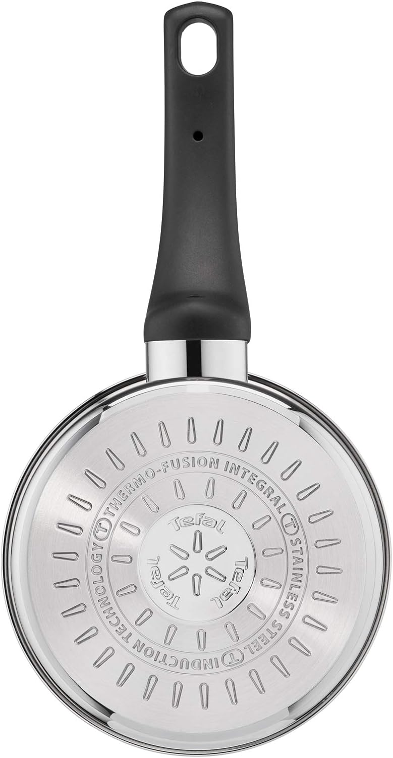 Tefal Emotion E3012904 Stielkasserolle, 18 cm, Edelstahl, dicker Boden für eine gleichmässige Wärmev