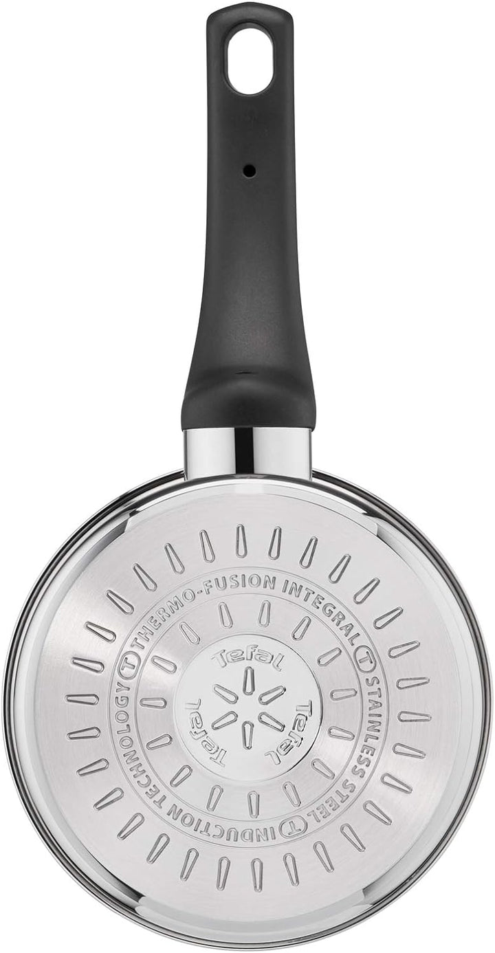 Tefal Emotion E3012904 Stielkasserolle, 18 cm, Edelstahl, dicker Boden für eine gleichmässige Wärmev