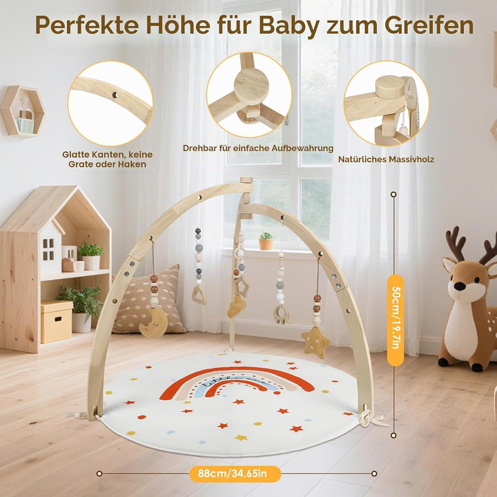 Spielbogen Baby Aus Holz,Geschenke Für Neugeborene,Babyparty Geschenk | Mit 6 Abnehmbaren Spielzeuge