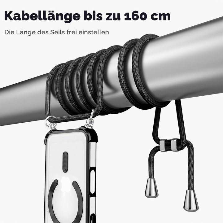 GOODVISH Handykette für iPhone 17 Pro Hülle mit Band Magnetisch, Schwarz | mit 2 Stück Schutzfolie,