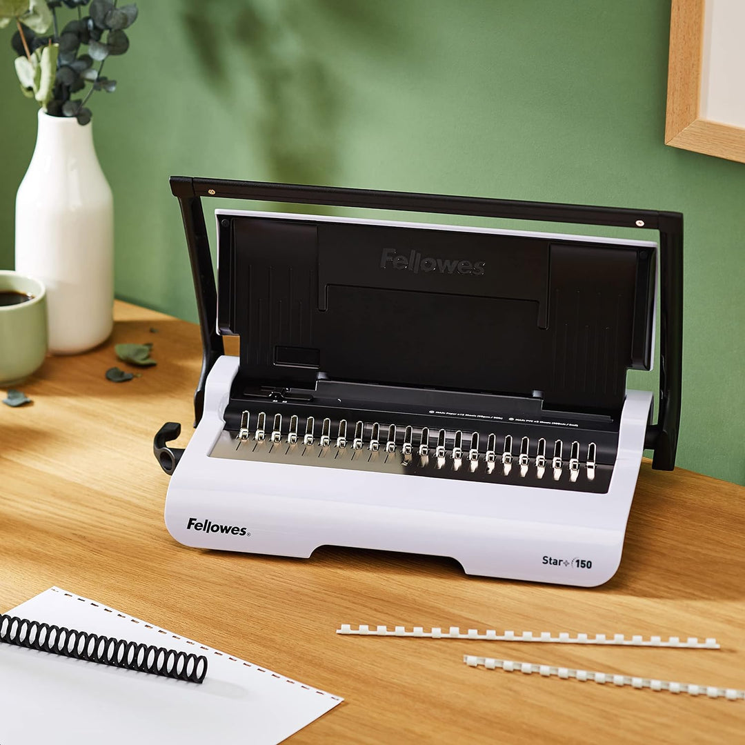 Fellowes Plastikbindegerät Star+ 150 für das Home Office, mit Dokumentmessfunktion, Bindeleistung 15