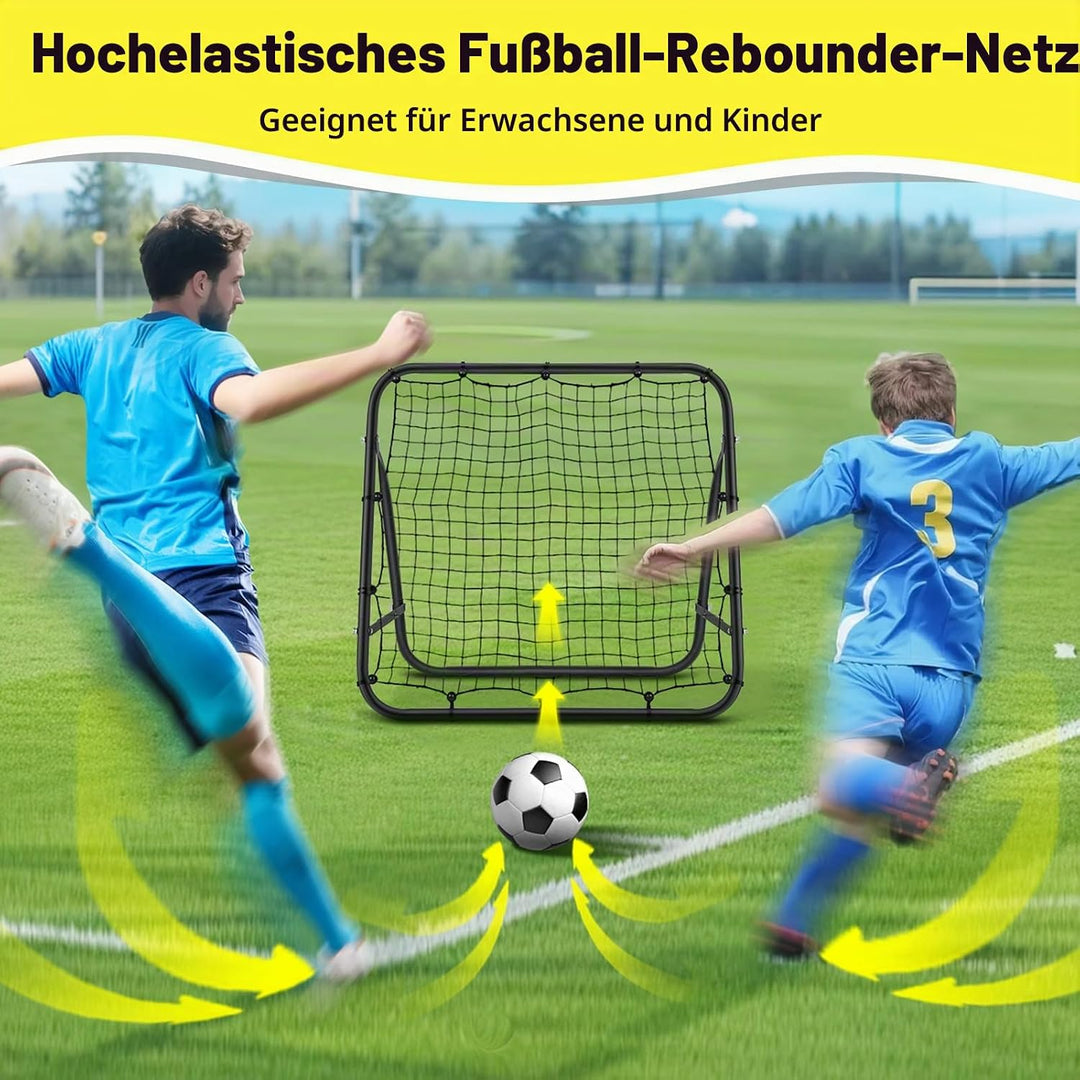 MoKo Rebounder für Fussball, 100 x100 cm Fussball Rebounder Netz, Tragbares Rückprallnetz Fussbälle