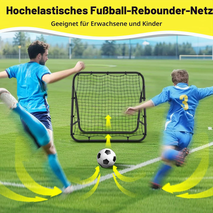MoKo Rebounder für Fussball, 100 x100 cm Fussball Rebounder Netz, Tragbares Rückprallnetz Fussbälle