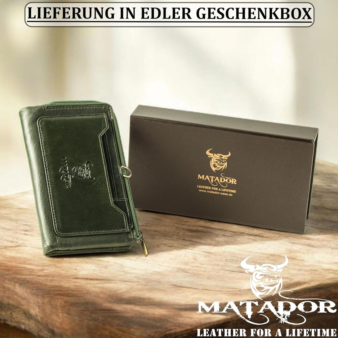 MATADOR |Puebla| Leder Portemonnaie Damen Mittelgross mit edler Geschenkverpackung | Edle Leder Geld