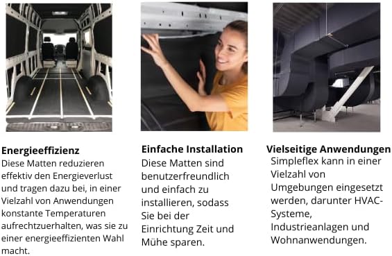 SIMPLEFLEX selbstklebend Dämmmatten 25mm - 2m x 1m Dämmung Isolierung Kautschuk, 25mm - 2m x 1m