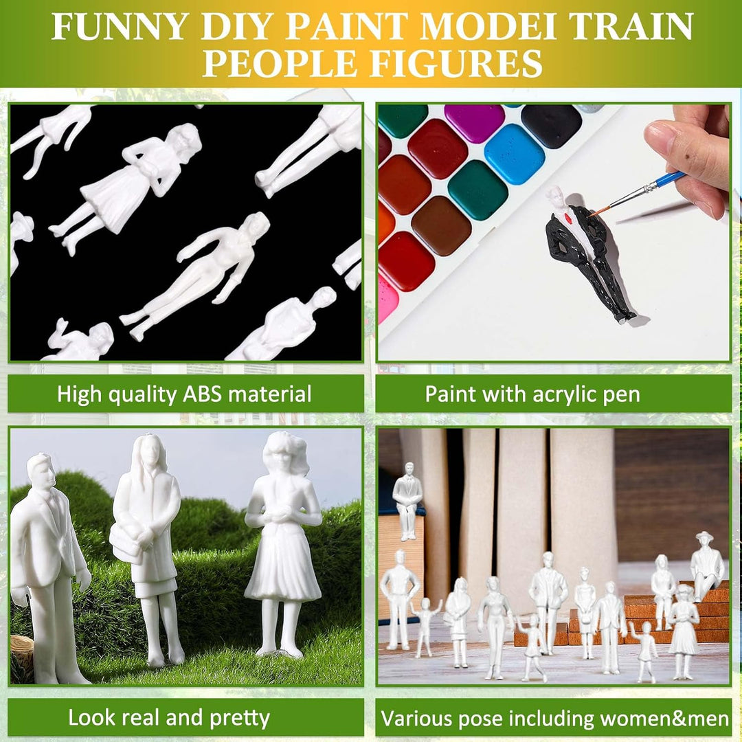 Namalu 50 Miniatur Figuren für Modellbau Stehende und Sitzende Mini Figuren Diorama Unbemalte Weisse