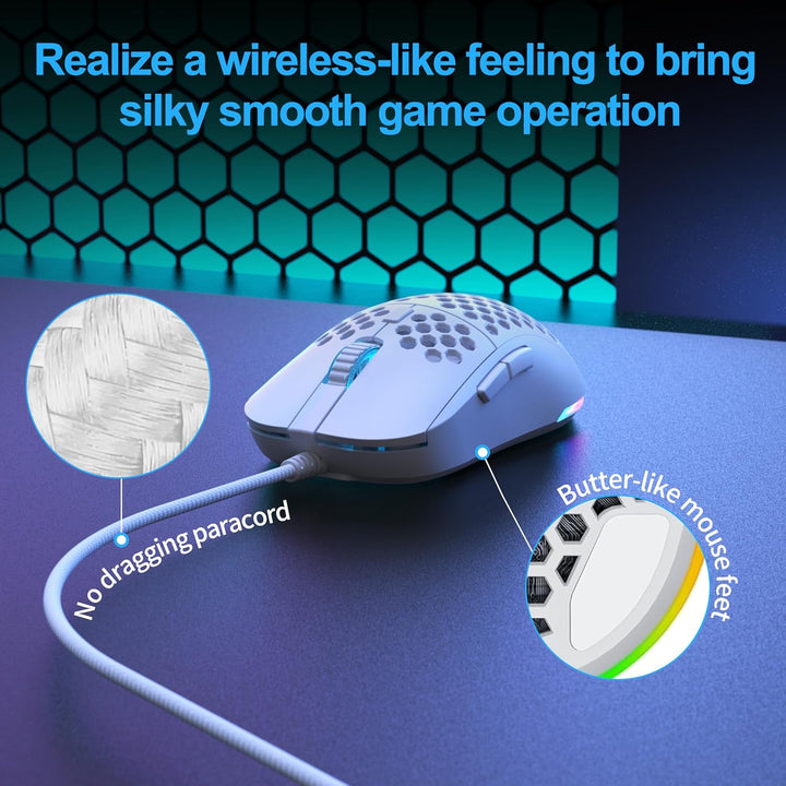 Dierya ×TMKB M1SE Gaming Maus mit 12800 DPI Optischer Sensor,Gaming Mouse 6 Programmierbare Tasten,A