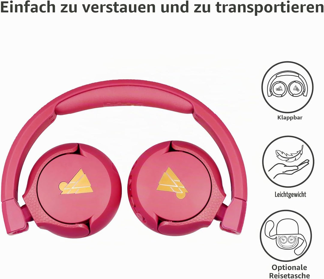 POGS Drahtloser Bluetooth Kinderkopfhörer | The Gecko 2 | Faltbarer robuster Kinderkopfhörer ab 3 Ja