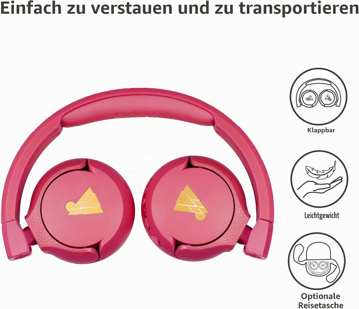 POGS Drahtloser Bluetooth Kinderkopfhörer | The Gecko 2 | Faltbarer robuster Kinderkopfhörer ab 3 Ja